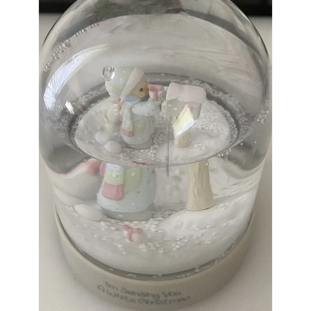 Vintage 1986 Precious Moments I'm Sending You a‎ White Christmas Snow Globe EUC